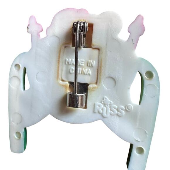 Vintage 80s Russ Polar Bear Pin - Skiing Holiday Winter Snow - Signed - Picture 2 of 10